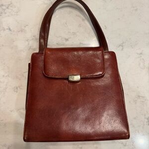 Coletta Genuine Leather Structured Vintage Top-Handle Bag Set Brown